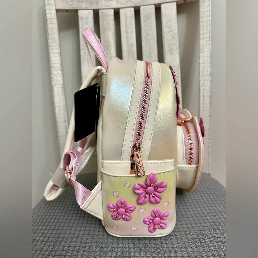 Loungefly Disney Stitch & Angel Pastel Cherry Blossom Iridescent Mini Backpack - Picture 5 of 8